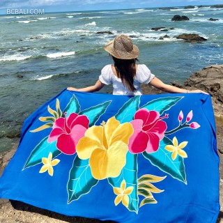 High Quality Rayon Sarongs Handpainted New Design Balinese Flowers Beachwear Women Summer